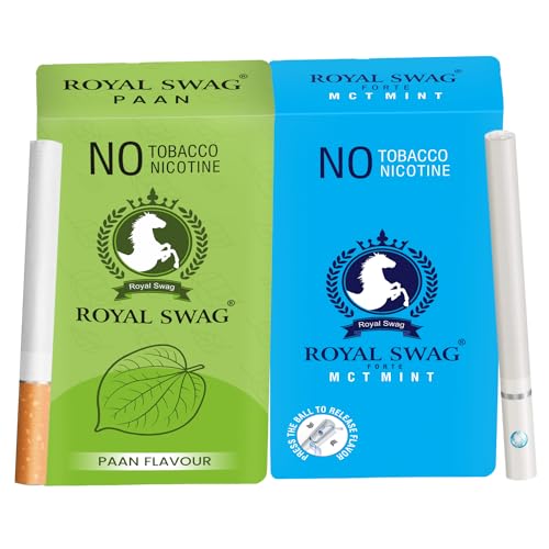 Image of ROYAL SWAG Ayurvedic Herbal Cigarettes 100% Tobacco Free 100% Nicotine Free Cigarettes Paan,Mint Flavoured | Smoking Cessation(Pack Of 2)