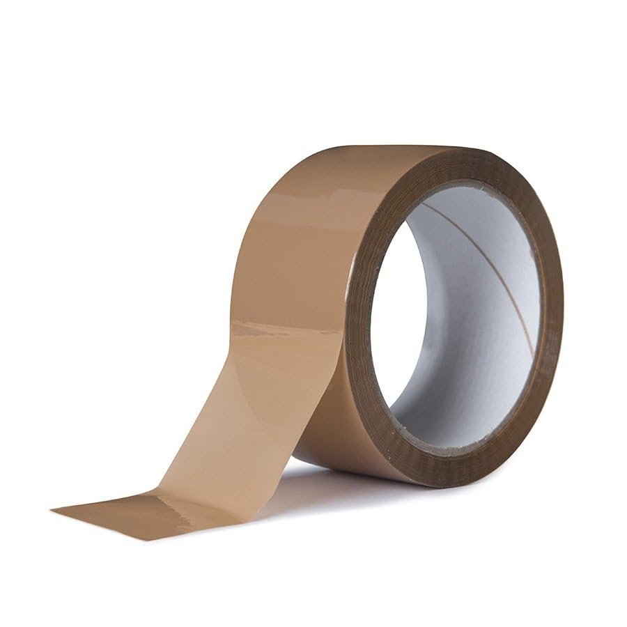 Ruban Adhésif Acrylique Silencieux Marron 50mm x 66m - 36 Rouleaux PP pour Emballage Colis