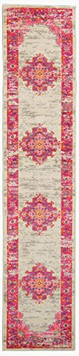 Nourison Passion Ivory/Fuchsia 2'2" X 7'6" Area -Rug, Boho, Traditional, Easy -Cleaning, Non Shedding, Bed Room, Living Room, Hallway, (8' Runner) #TOP1