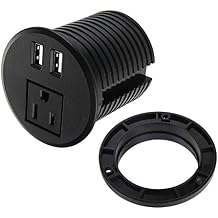 Desktop Power Grommet 2 3/8 inch Hole Table Power Grommet Outlet with 2 USB Charging Ports,6.5ft Extension Cord Desk Power Strip with 1 Outlets for Computer,Table, Kitchen, Office,Home,Hotel and More
