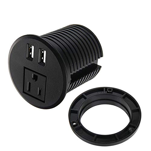 Desktop Power Grommet 2 3/8 inch Hole Table Power Grommet Outlet with 2 USB Charging Ports,6.5ft Extension Cord Desk Power Strip with 1 Outlets for Computer,Table, Kitchen, Office,Home,Hotel and More