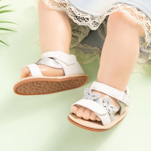 Image of HsdsBebe Baby Girls Sandals Bohemia Flower Bow Soft Sole Toddler First Walkers Beach Summer Shoes