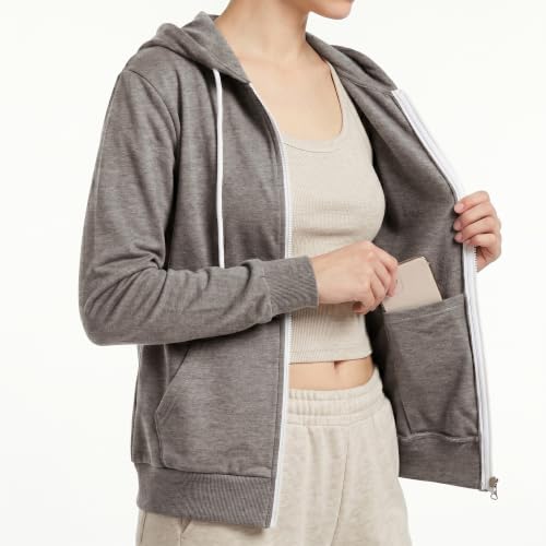 Image of GIVON Womens Casual Zip Up Hoodie Cotton Blend Soft Fabric Basic Layering Hooded Jacket with Kangaroo Pocket