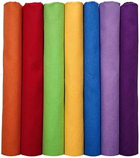 Qililandiy 7pcs Rainbow Colours Fat Quarter 100% Cotton Fabric for Sewing Crafting Patchwork Quilting 18x22Inches