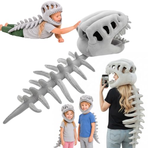 Yumcute Dinosaur Skeleton Costume for Kids, Cozy Dino Plush Skeleton with Bone for Halloween Cosplay Party Dress Up