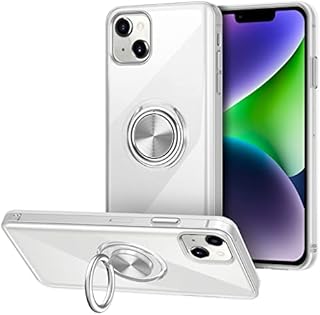 Vunake Compatible with iPhone 14 Case with Ring Holder Crystal Clear Case Soft TPU Phone Case Shockproof Bumper Cover Transparent Ring Case Metal Plate Protective Case Cover for iPhone 14 6.1 Inch