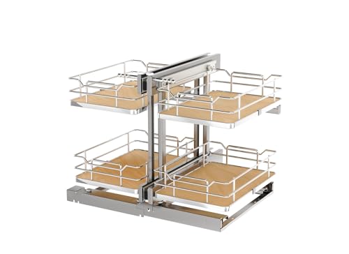 Rev-A-Shelf Maple Two-Tier Elite Optimizer w/Soft-Close for 15" Blind Corner Cabinet Openings