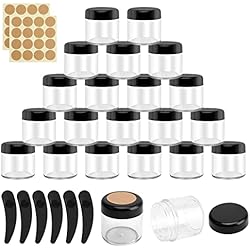 Tapa Para Jabon Liquido Boisbresil 20 Piezas Botes Pequeños de Plastico, 40 ml Botes Plastico con Tapa Envases para Cosmética Contenedor Cosmético de Viaje con Tapa para Crema + 6 Rascadores 24pcs Pegatinas de Notas