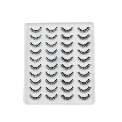 Beauty False Eyelash For Women-Natural & Lightweight 20 Pair Faux Mink Fake Eyelashes/Soft & Comfortable Black Reusable Cat Eye Lashes extension/Long Lasting Eye Makeup Lash-(Queen)