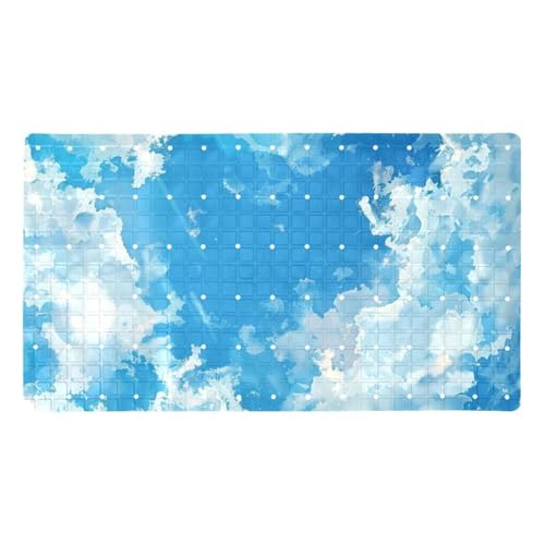 Tapis de bain antidérapant PVC bleu ciel format extra long - 2