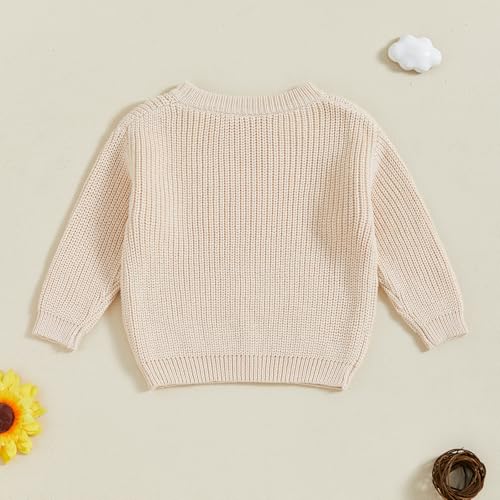 Honganda Infant Baby Girl Boy Thanksgiving Sweater Long Sleeve Gobble Sequin Letters Embroidery Pullover Knitwear Outfit3