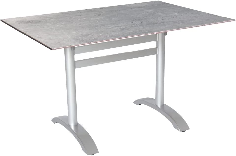 acamp Mesa plegable Acaplan | Platino / Cemento Grigio | 120 x 80 x 72 cm | estructura de aluminio pulverizado | con nivelación de nivel | tablero plano