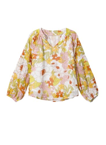 Image of blibean Girls Flower Bell Long Sleeve Blouse Fall Floral Shirts 4-15 Years