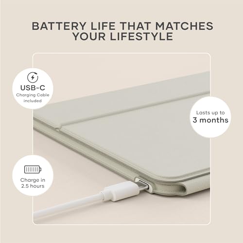 Image of Satechi OntheGo Bluetooth Keyboard with Adjustable Stand, Connect up 3 Devices, USB C Rechargeable Battery, Compact and Portable Keyboard for iPad, Tablet - Sand