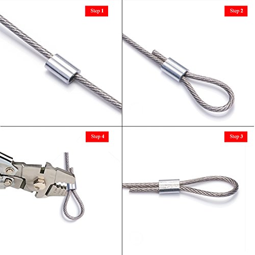 Sutemribor 240PCS 6 Sizes Aluminum Crimping Loop Sleeve Assortment Kit for Wire Rope and Cable