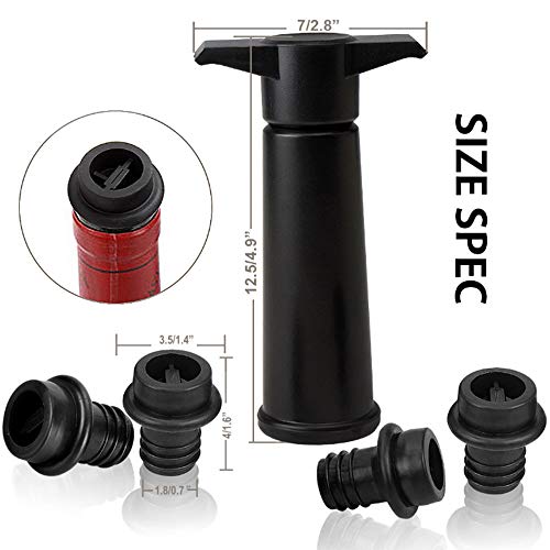 Wijnpomp, vacuümpomp met 4 x wijnstopper voor wijn (zwart) - Image 3