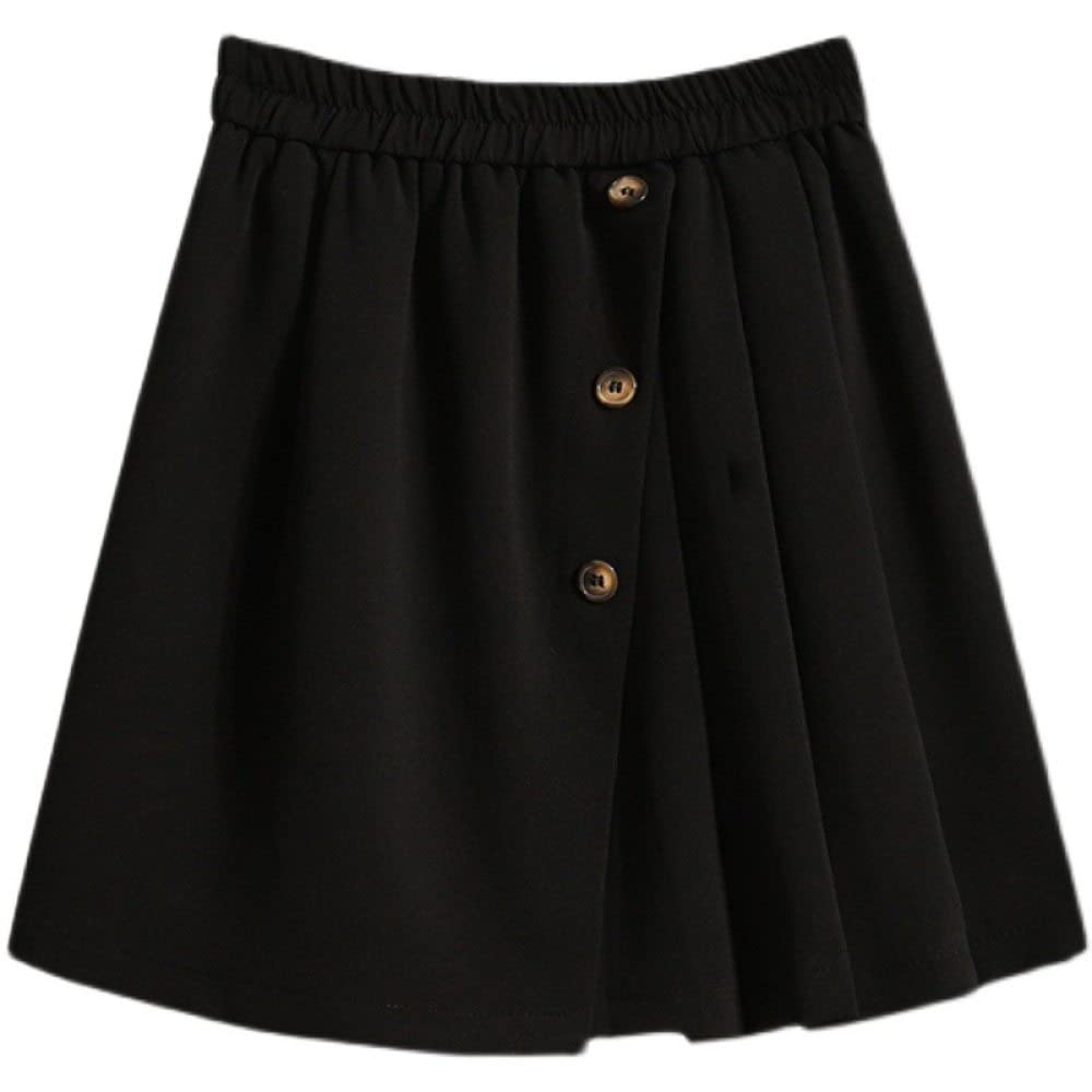 Röcke Damen,Damen-Minirock, Schwarz, Elastischer Bund, Knopffaltenröcke Mit Schlitz, A-Linie, Geraffter Lagenrock Mit Hose, Lässiger Kurzer Rock Für Mädchen, Damen, XXL