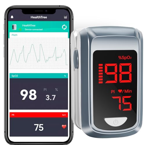 HOLFENRY Pulse Oximeter Bluetooth for Heart Rate, Fingertip Pulse Oximeter, Oxygen Monitor Finger Adults With Free APP, Blood Oxygen Monitor Finger for Outdoor Sports, Travel And Business Trip