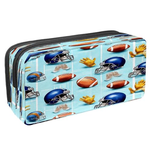 VAPOKF Federmäppchen, Federmäppchen, Schüler-Schreibwaren-Tasche für Teenager, Jungen, Mädchen, Schule, Bürobedarf – American Football Helme, Handschuhe