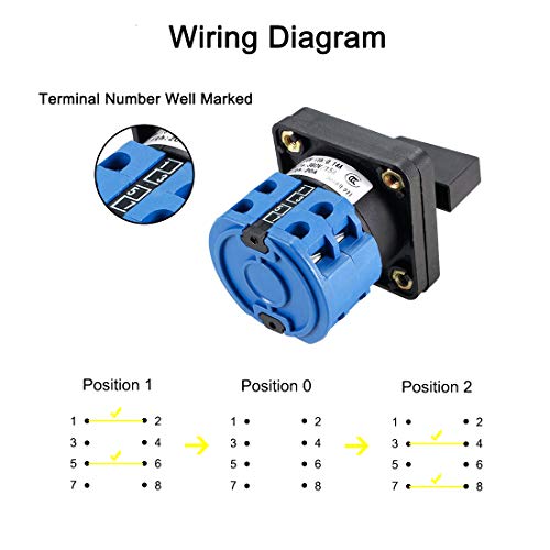 Victorshome Changeover Switch Lw28-20 3 Positions 8 Terminals Universal Rotary Cam Selector Latching Switches 550V 20A #TOP2