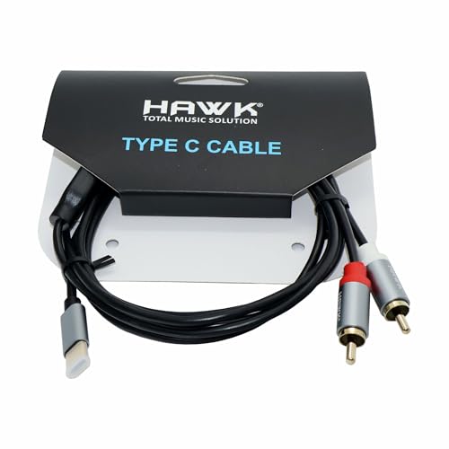 Image of Y Cable Type C to Dual RCA Male Cable compatible with smartphone, laptops or devices with Type C connectivity, 1.8 Meter, Black