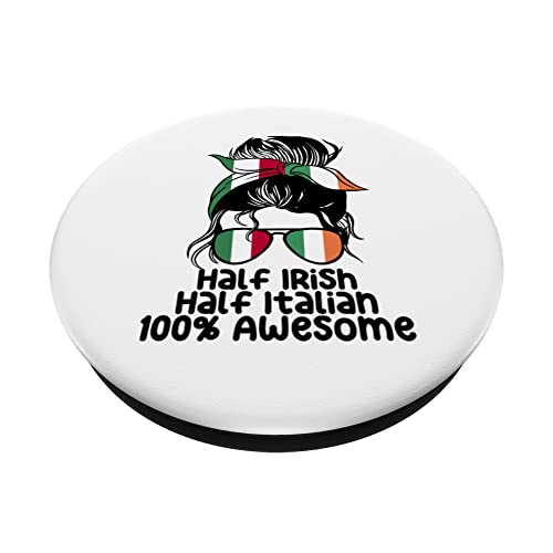 Half Italian half Irish Italy Ireland Mix PopSockets Swappable PopGrip, Black - Image 2