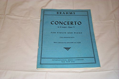 Brahms, Johannes Concerto in D Major Op. 77 Violin and Piano by Zino Francescatti - International