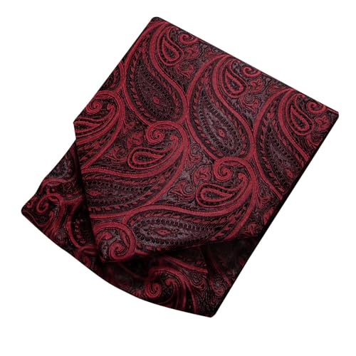 Image of Hi-Tie Silk Ascot for Men Self Tie Men's Cravat and Flower Lapel Pin Handkerchief Cufflinks Set for Wedding Party