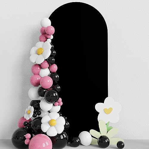 Asee'm 6FT Wedding Arch Cover Black Spandex Fitted 2-Sided Round Top Chiara
