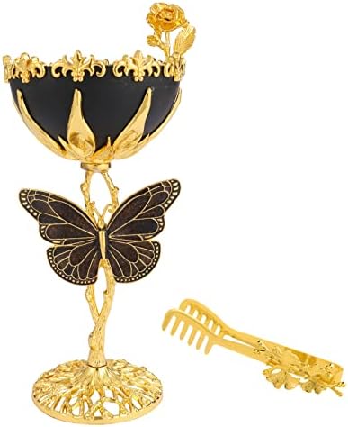 TERSCHELLING Metal Frankincense Resin Incense Burner, Portable Charcoal Bakhoor Burner, Bakhoor Incense Burner, Myrrh Burner with Tongs for Yoga, Spa Aromatherapy Office & Home Decor (Black)