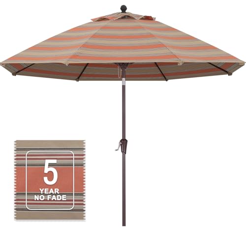 Image of MASTERCANOPY 9ft Olefin 5-Year-Non-Fading Patio Umbrella Coffee & Orange