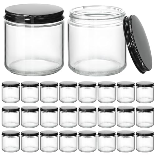 KEYWING 4 oz Clear Candle Jars 24PCS Glass Jars with Metal Lids