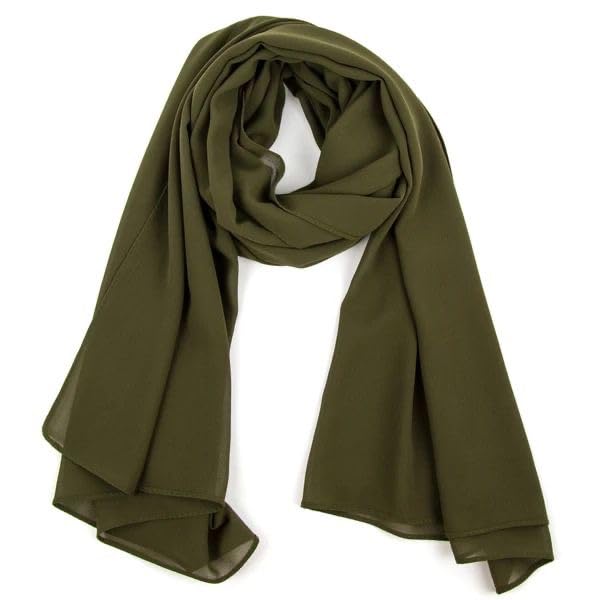 OLIVE GREEN PREMIUM GEORGETTE STOLE-image-31