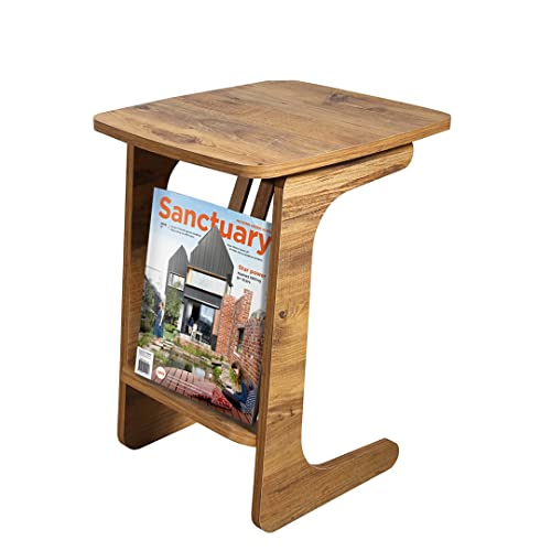 sugodesign C Form Holz Nussbaum Optik Beistelltisch, Couchtisch, Laptoptisch, C Form runder Tisch, Sesseltisch, Computertisch, stilvoll, Wohnzimmertisch Cover