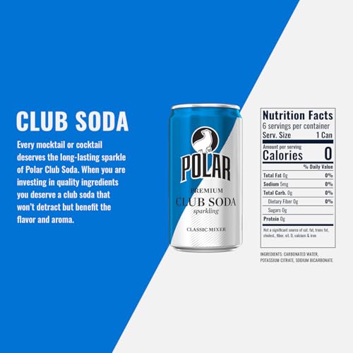 LastFuel. POLAR Club Soda - 24pk 7.5oz Cans | Crisp Refreshment, Perfect Mixer | Ideal for Cocktails and Mocktails