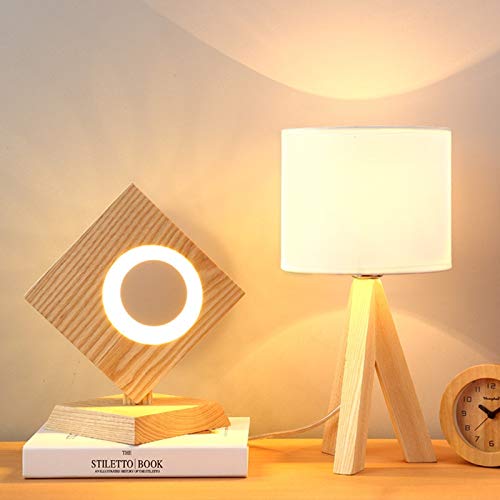RajoNN Lampada da Tavolo Lampada da Tavolo a LED Lampada da Letto in Legno Lampada da Comodino Home Deco per Soggiorno Camera da Letto Lamparas De Mesa para El Dormitorio Lampada Classica