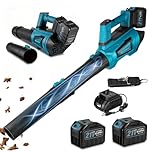 Akku-Laubbläser für Makita akku, 300 km/h Elektrischer Laubbläser mit 5-Gang & 2 x 6000mAh Akkus –Kabellos laubbläser für Garten, Laub, Staub & Schnee