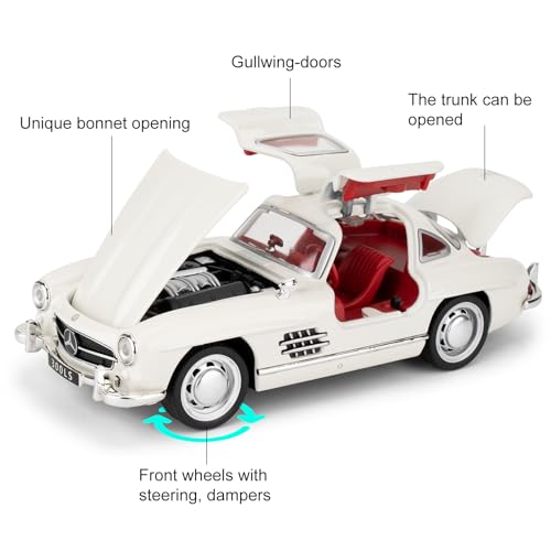 Auto de juguete 1955 300sl 1:32 con luz y sonido miniatura 6