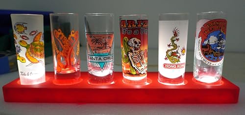 Image of Lighted LED Shot Glass Shelf (Red)