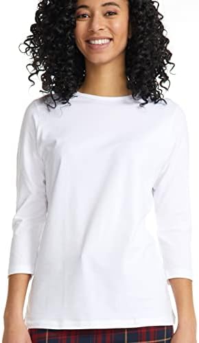ESTEEZ 3/4 Sleeve Shirt for Women - White Tshirts Shirts for Women - White T Shirt Womens - Womens 3/4 Sleeve Tops - Womens White T Shirt - 3/4 Sleeve T Shirts for Women (EX801136 White Small)