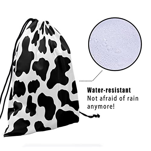 Image of Nerxy Cow Grip Bag for Gymnasts - Black White Grip Bags for Gymnastics Aesthetic Farm Animal Gym Bags Drawstring Storage Bags Spot Gym Pouch Bags