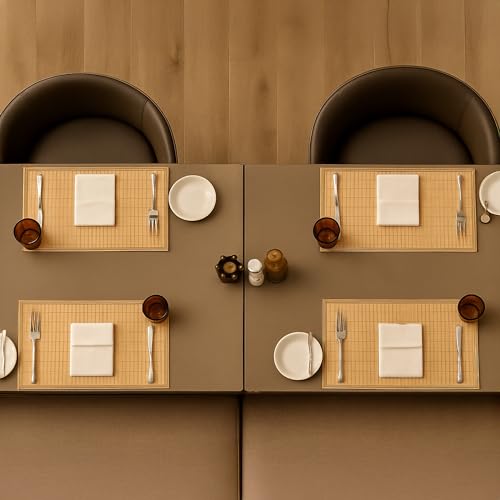 Relaxdays 6 Tovagliette all'Americana da Tavolo in Bambù, Base Antiscivolo 30x45 cm, Facile da Pulire, Naturale - immagine 4