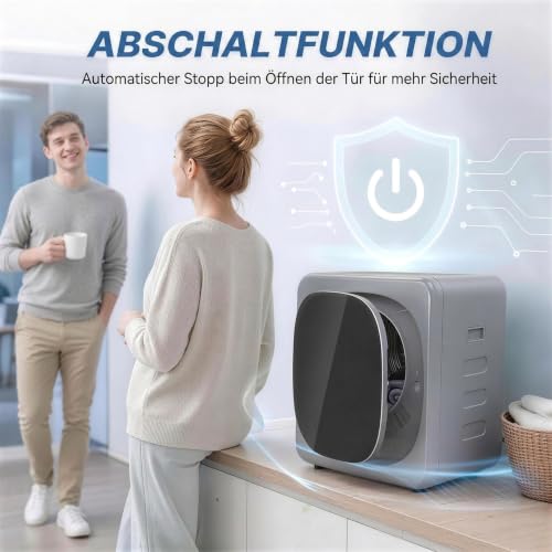 HOMCOM Mini Wäschetrockner mit 6 Programm LED-Touchscreen 2,5kg 800W Silber – Bild 6