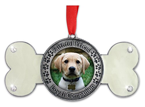 BANBERRY DESIGNS Pet Remembrance - Dog Photo Ornament - Dog Bone Design