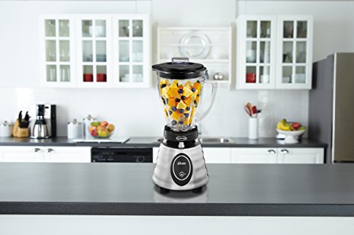 Oster BPCT02-BA0-000 6-Cup Glass Jar 2-Speed Toggle Beehive Blender, Brushed Stainless & Blender 6-Cup Glass Jar, Lid, Black and clear