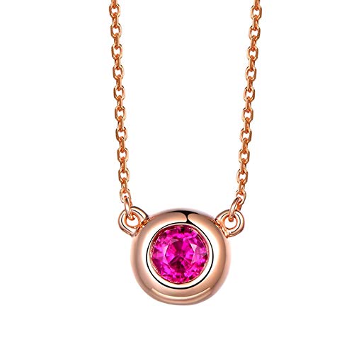 Collier en Or Rose 18 carats anti-irritation avec pierres rouges pour peaux sensibles