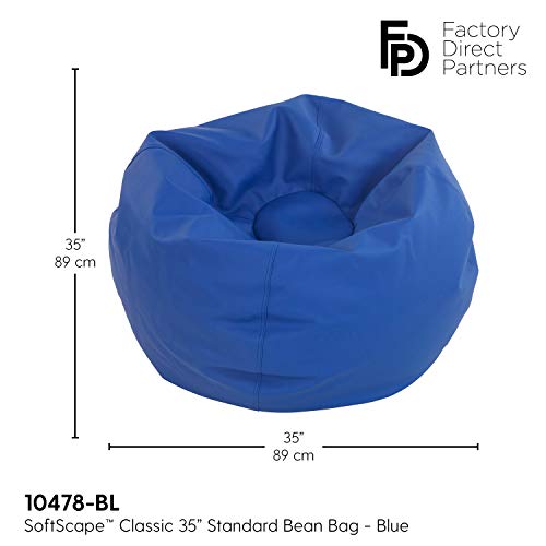 Factory Direct Partners 10478-Bl Softscape Classic 35" Junior Bean Bag Chair, Furniture For Kids, Libraries Or Home - Blue #TOP2