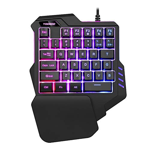 HEART SPEAKER G92 35 Keys Backlight One Hand Keyboards, USB Wired Gaming Keypad Keyboard with Wrist Pad Black