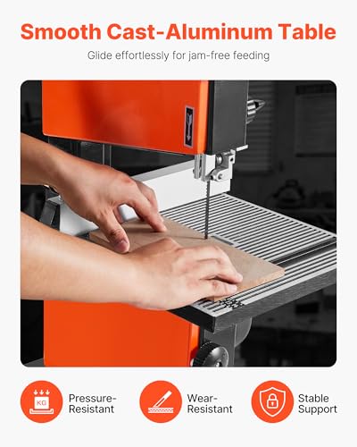 Vevor Troncatrice A Nastro Da Banco Per Lavorazione Legno Motore Potenza Nominale 373W Larghezza Di Taglio Max. 229Mm, Banco Da Lavoro 300X300 Mm Intervallo Di Inclinazione Da 0 A 45° - 6