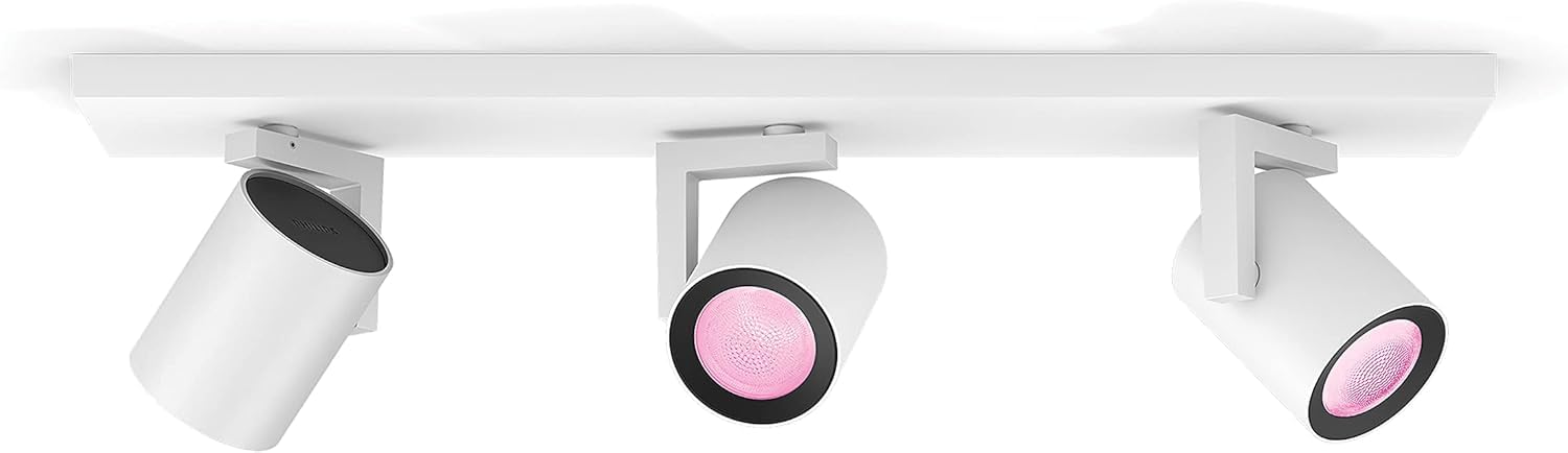 Philips Hue Argenta White & Color Ambiance Lampada da soffitto con tre faretti, faretti LED dimmerabili per il sistema Hue, controllo intelligente della luce tramite voce e app, bianco.